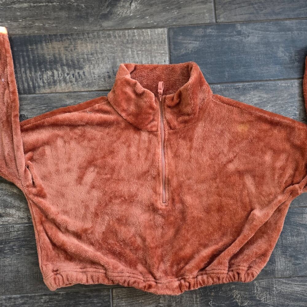 Cozy Half-Zip Fleece Sweatshirt - Rust